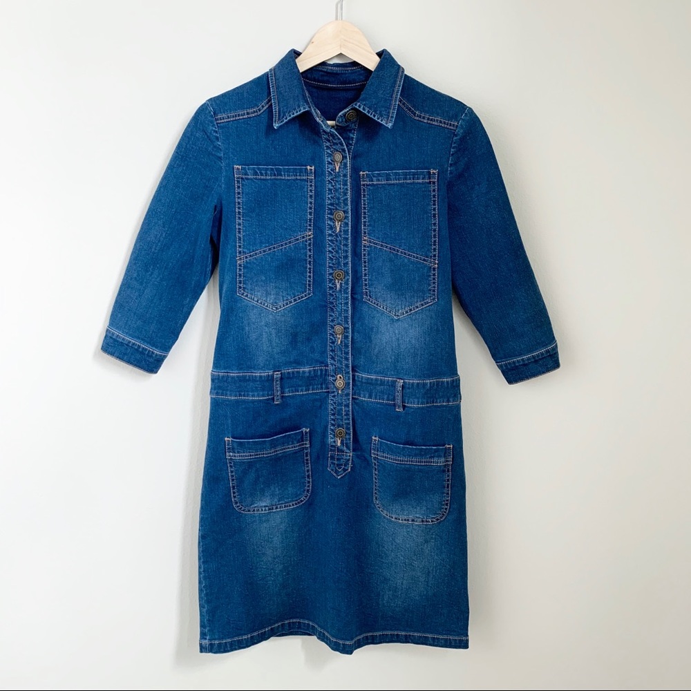 Fitted Cotton Denim Dress with button closure sz2